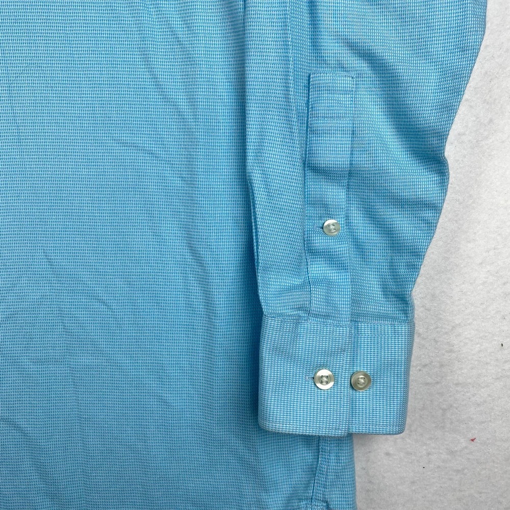 Michael Kors Men's Size 14.5 Blue Non Iron Long Sleeve Button Down Dress Shirt - Picture 2 of 10